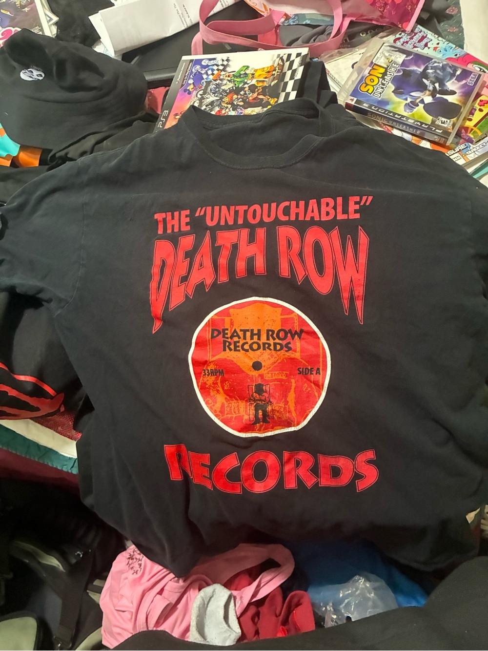 H&M Black Tee with Red Death Row Records Graphic. Death Row official